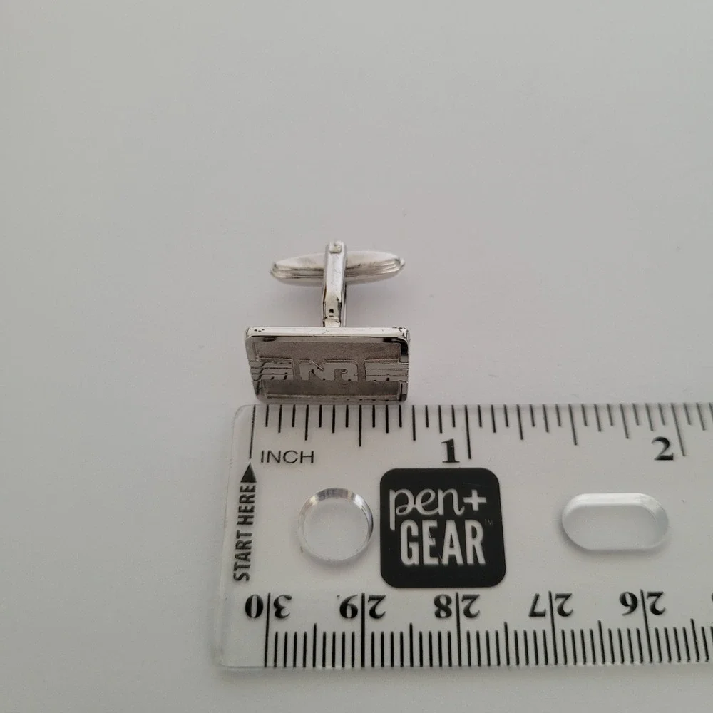 Nina Ricci Paris Vintage Silver Tone NR Logo Cufflinks and Tie Bar Set Germany